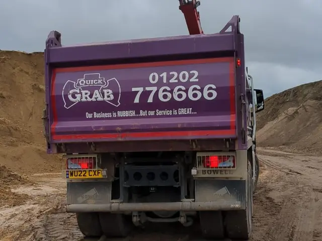 Quick Grab lorry rear view, Branksome grab hire fleet